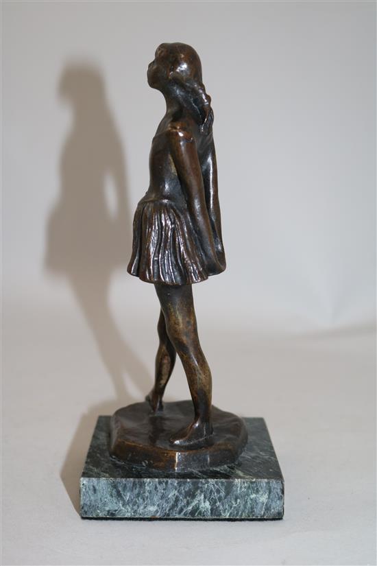 After Degas. A bronze figure of a lady, Little Dancer, 8.5in.